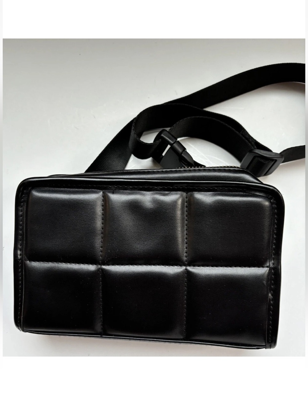 AMANDA UPRICHARD NY Black Vegan Leather Quilted Fanny Pack Belt Bag